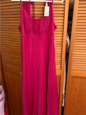 Astr the Label Fuchsia Pleated Bust Midi Dress